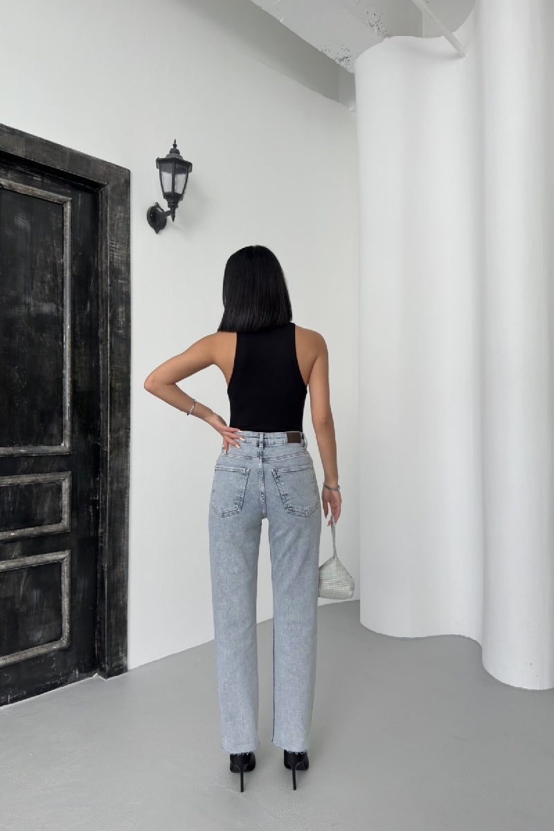 XLJ Mom Fit Jeans with Leopard Spot Shaped Rhinestones - Kitchener