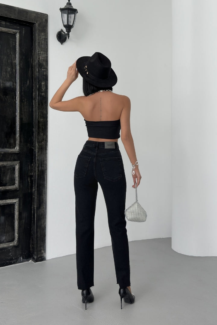XLJ Mom Fit Jean With Rhinestone Detail - Carpentersville
