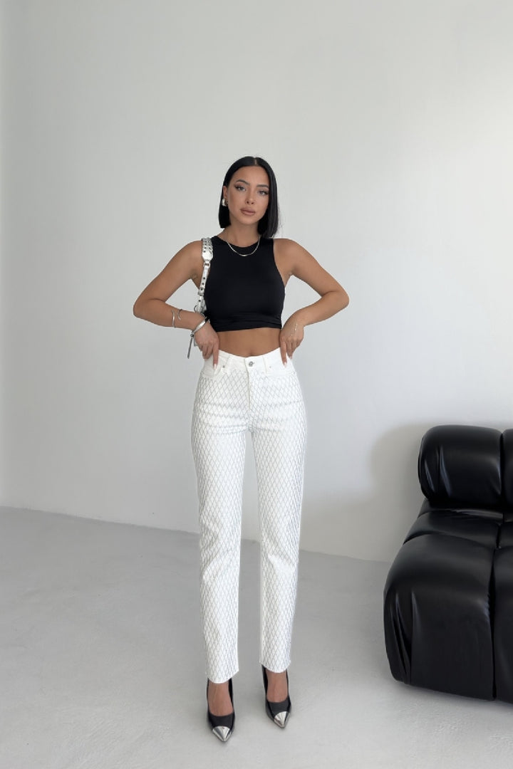 XLJ Mom Fit Jean With Rhinestone Detail - Lake Oswego