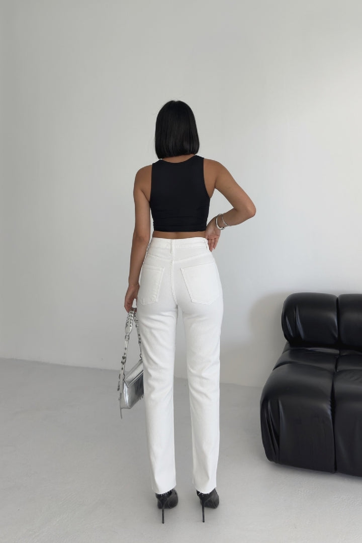 XLJ Mom Fit Jean With Rhinestone Detail - Lake Oswego