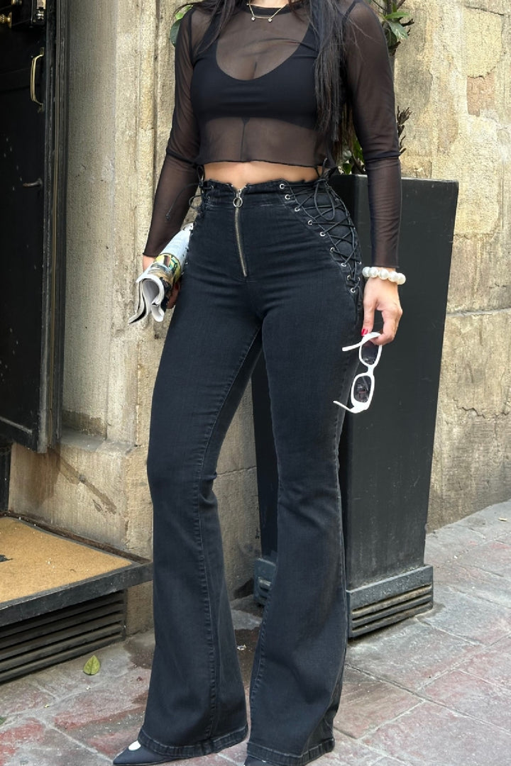 XLJ Side Tie Detailed Jeans  - College Station