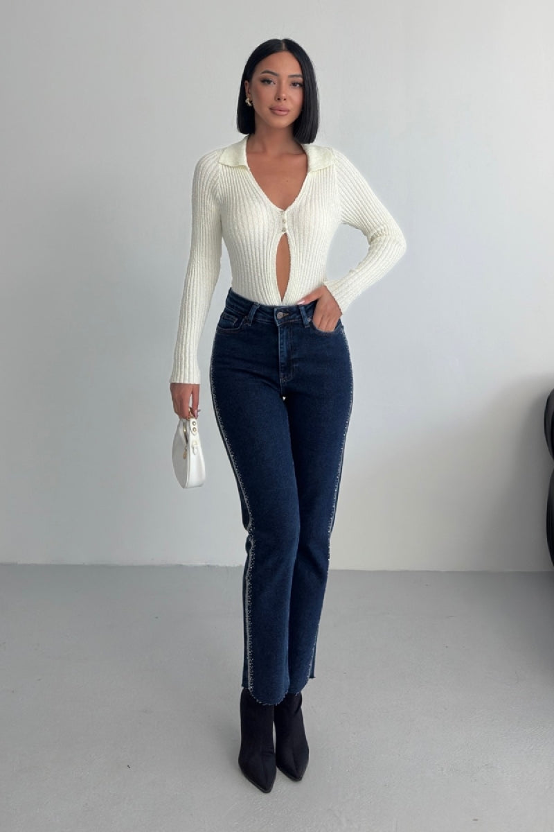 XLJ Side Embellished Jeans - Castle Rock