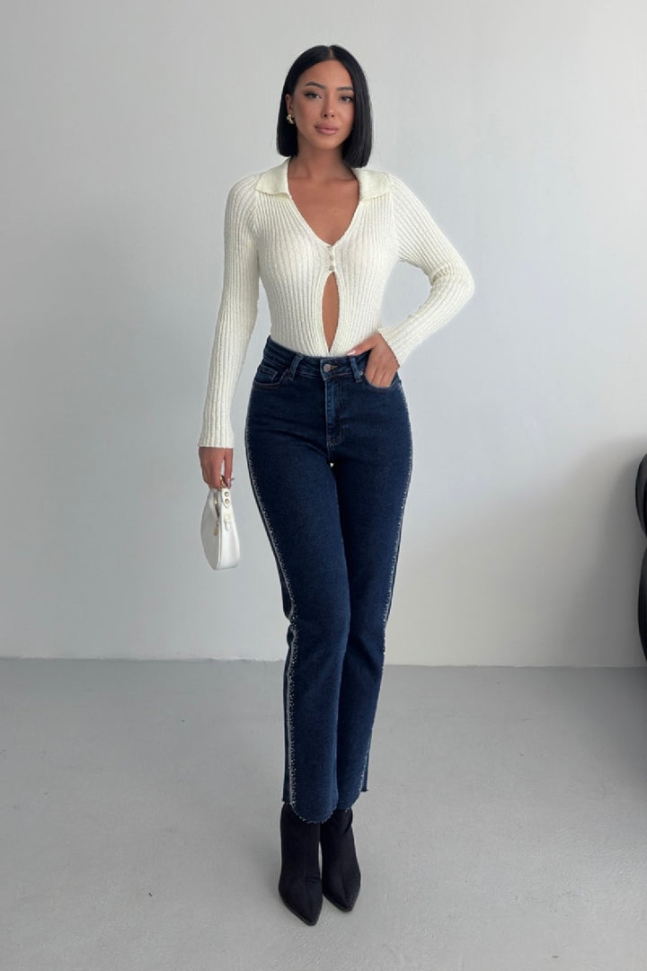 XLJ Side Embellished Jeans - Castle Rock