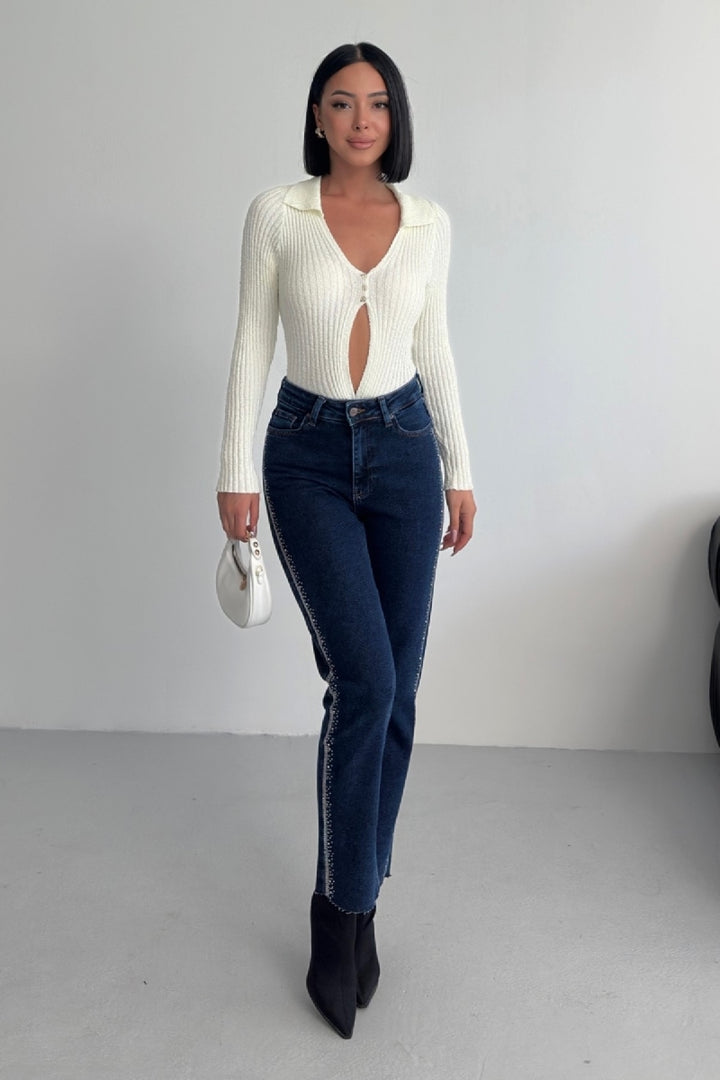 XLJ Side Embellished Jeans - Castle Rock