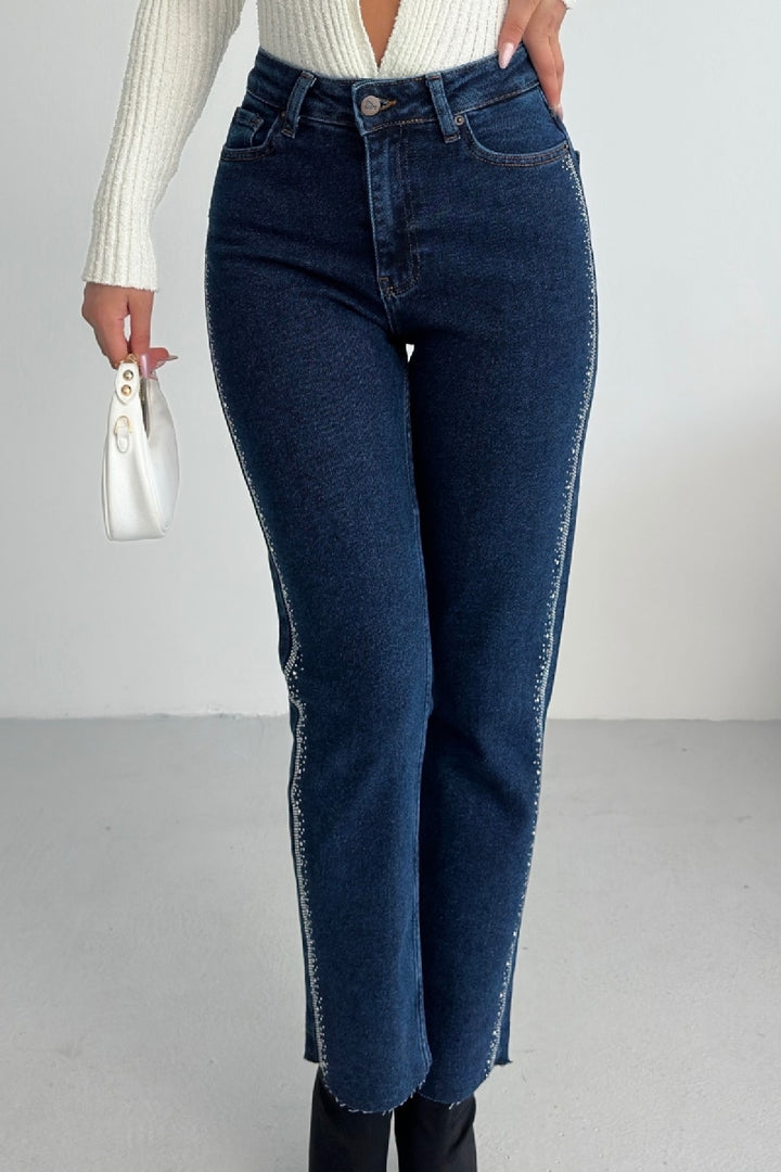 XLJ Side Embellished Jeans - Castle Rock