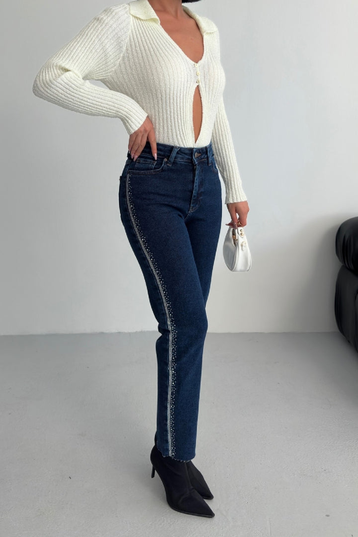 XLJ Side Embellished Jeans - Castle Rock