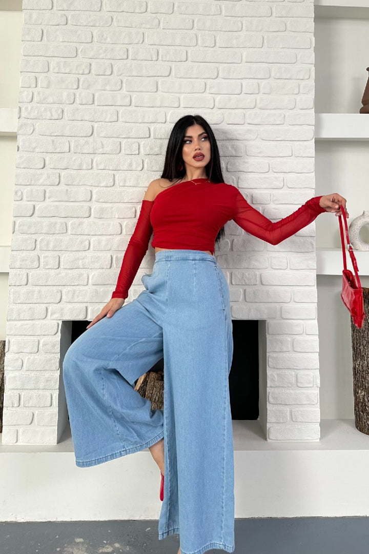 XLJ Elasticated Waist Wide Leg Jean - Scandicci