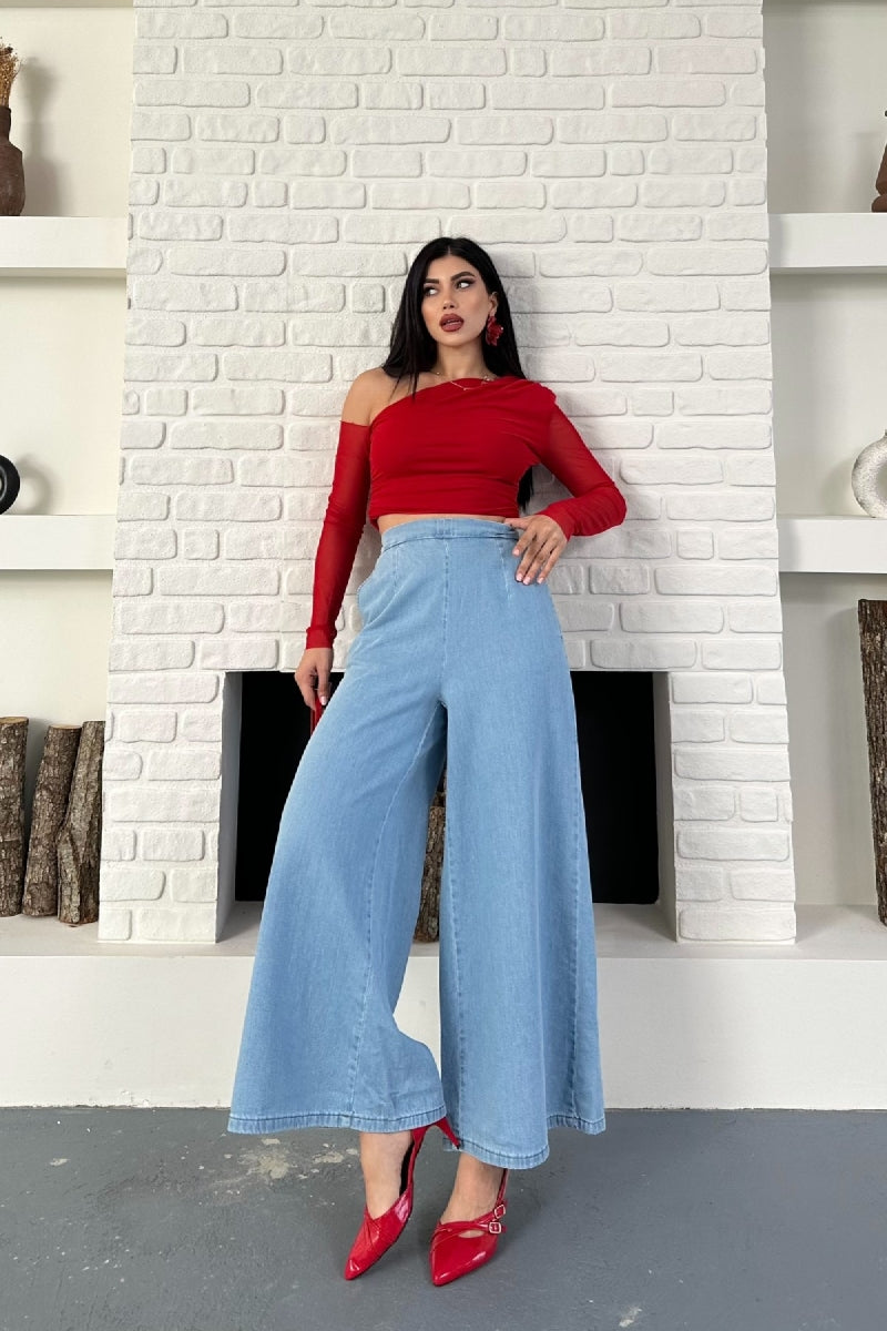 XLJ Elasticated Waist Wide Leg Jean - Scandicci