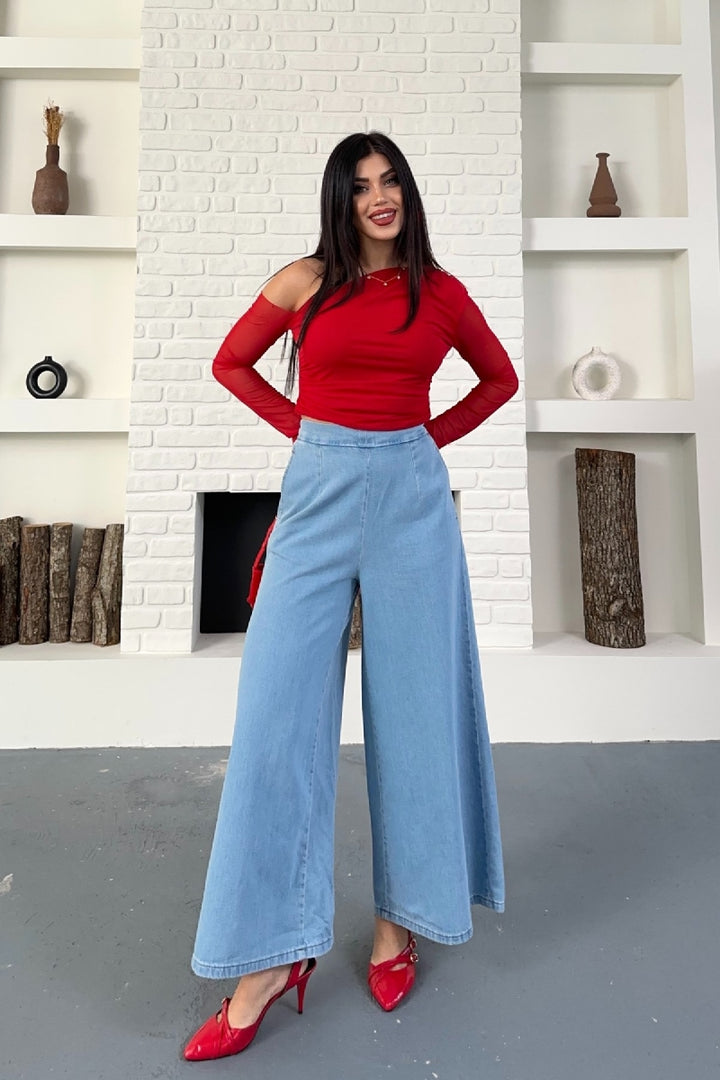 XLJ Elasticated Waist Wide Leg Jean - Scandicci