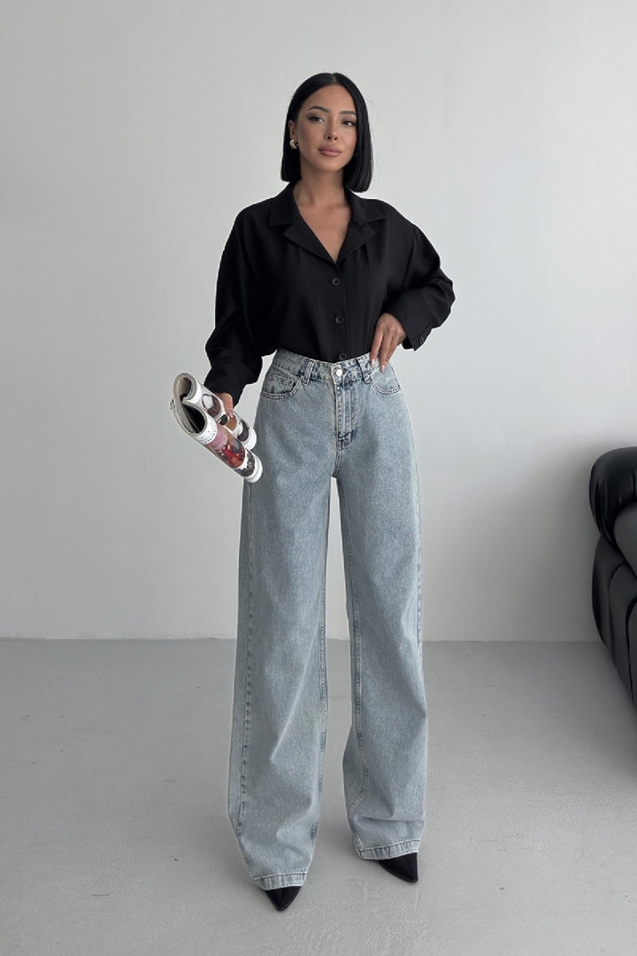 XLJ Wide Leg High Waisted Relaxed Jean Mixed - Steyr