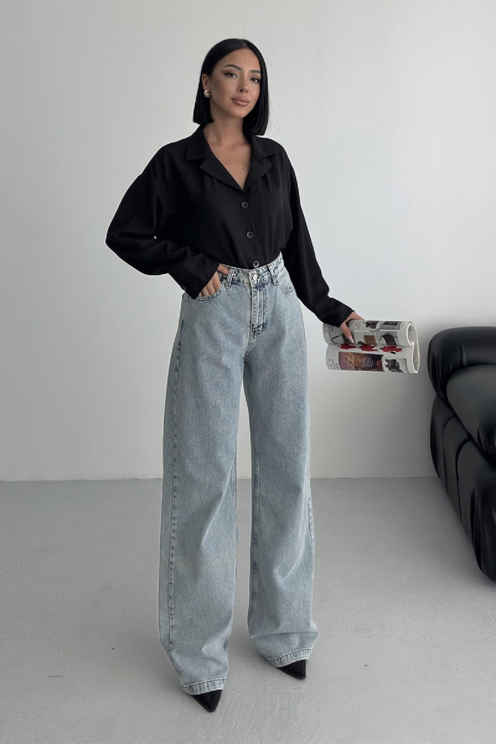 XLJ Wide Leg High Waisted Relaxed Jean Mixed - Steyr