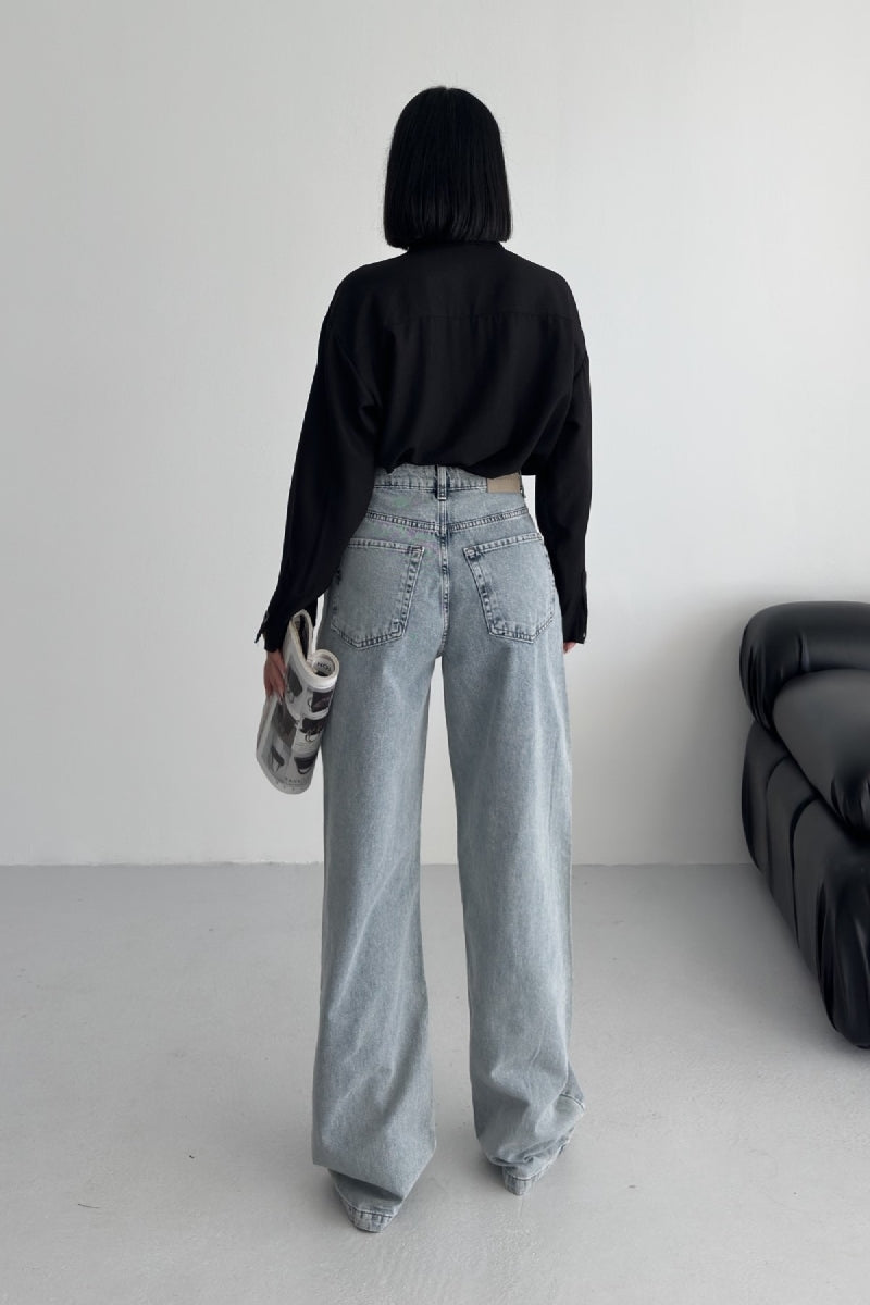 XLJ Wide Leg High Waisted Relaxed Jean Mixed - Steyr