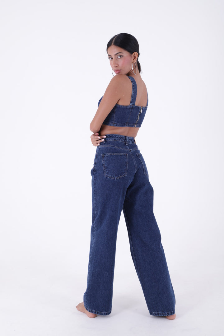 XLJ Wide Leg High Waisted Relaxed Jean Mixed - Acatzingo