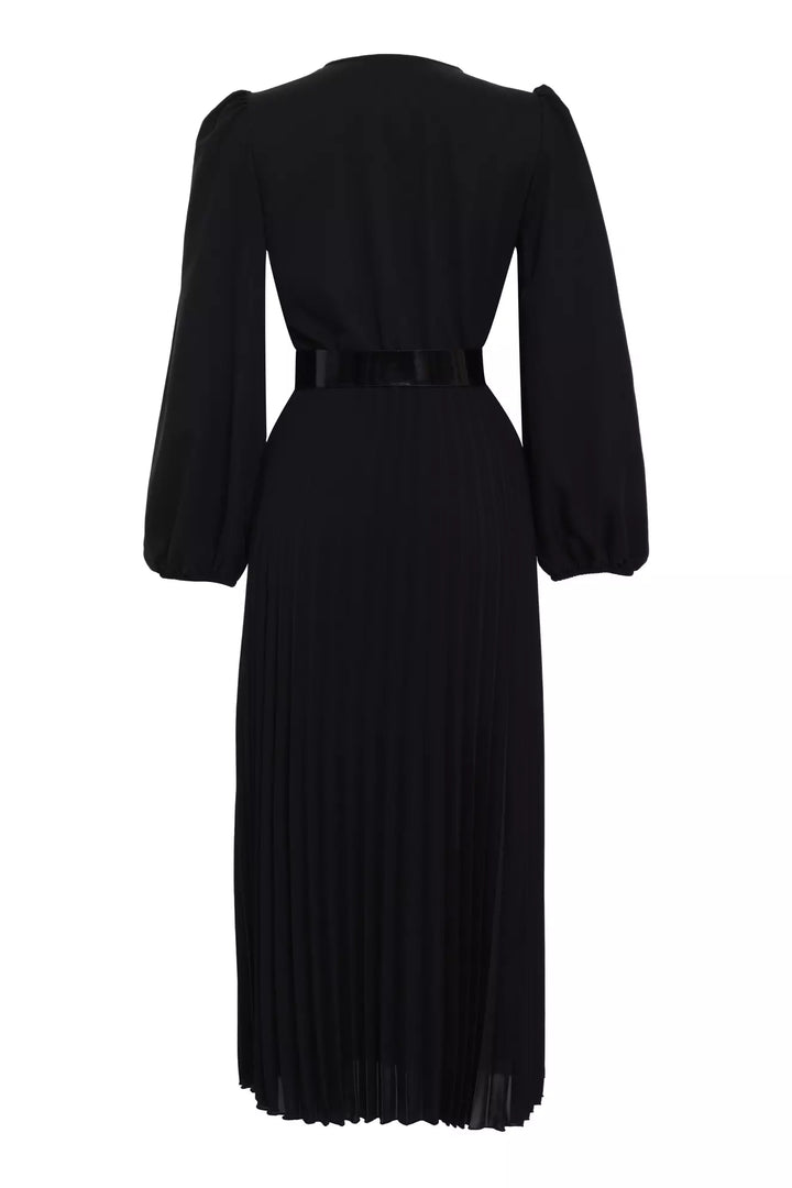 FRV Black crepe long sleeve midi dress - Thonon-les-Bains