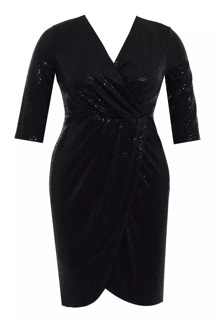 FRV Black plus size glare 3/4 sleeve mini dress - Esch-sur-Alzette