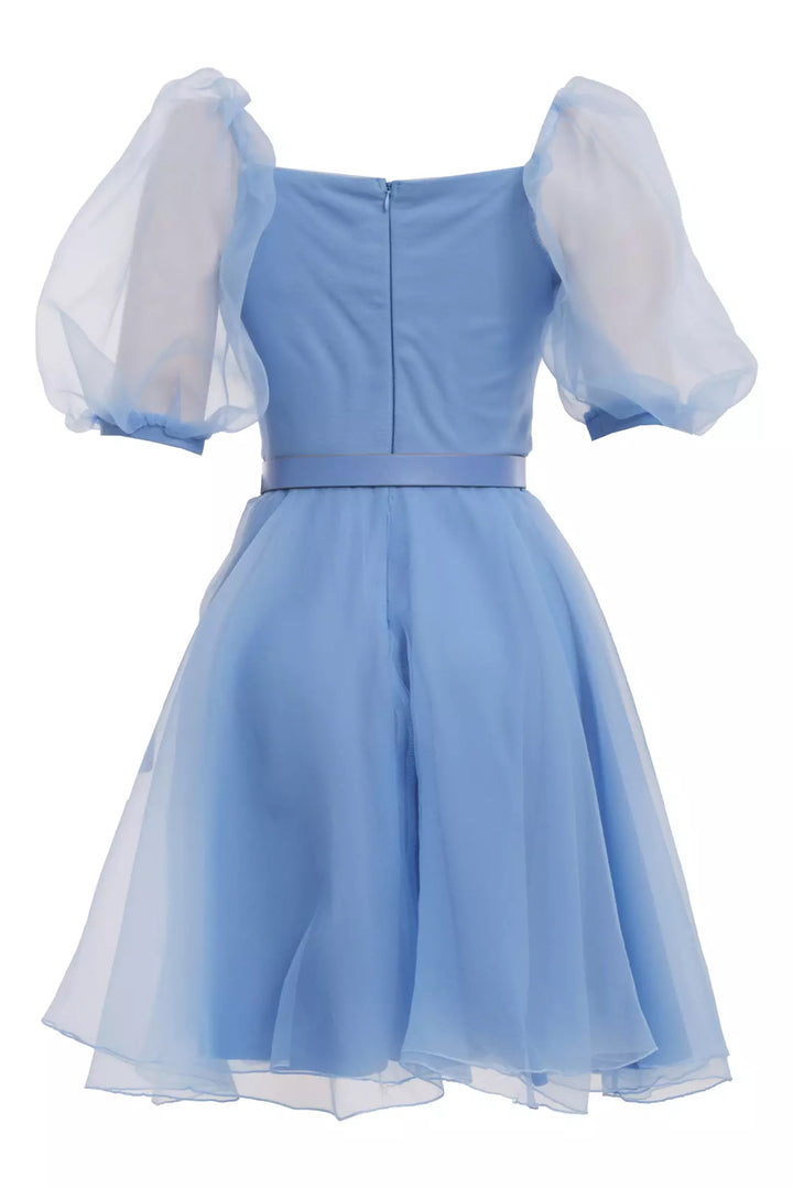 FRV Blue tulle short sleeve midi dress - Rimouski