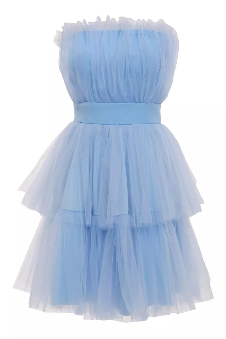 FRV Blue tulle sleeveless midi dress - Granollers