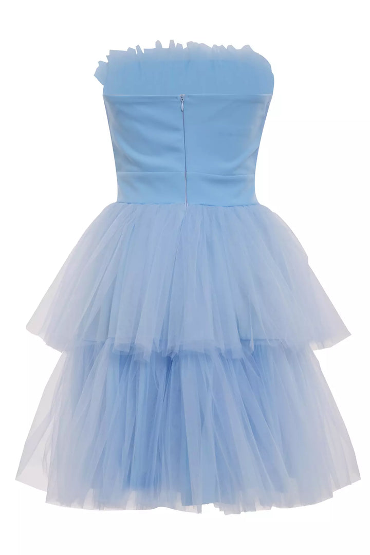 FRV Blue tulle sleeveless midi dress - Granollers