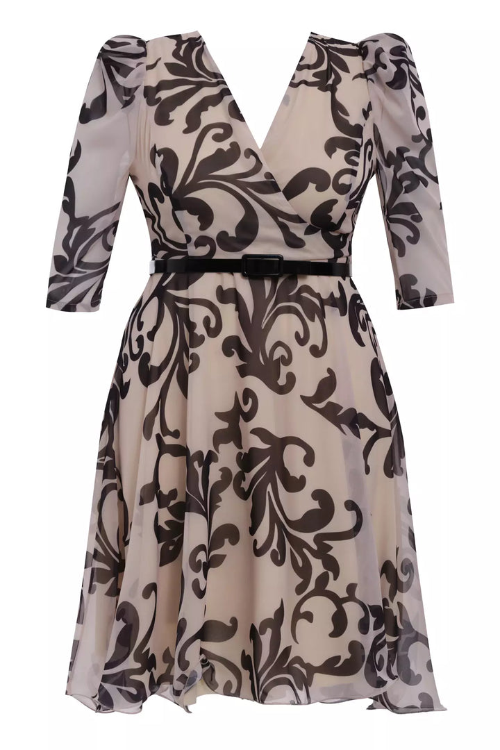 FRV Printed plus size chiffon long sleeve midi dress - Kalamazoo