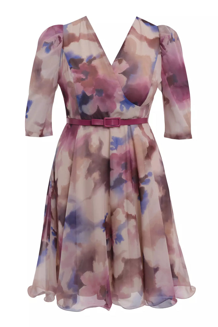 FRV Printed plus size chiffon long sleeve midi dress - Mouscron
