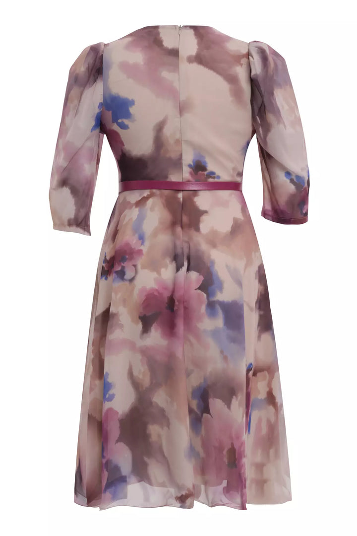 FRV Printed plus size chiffon long sleeve midi dress - Mouscron