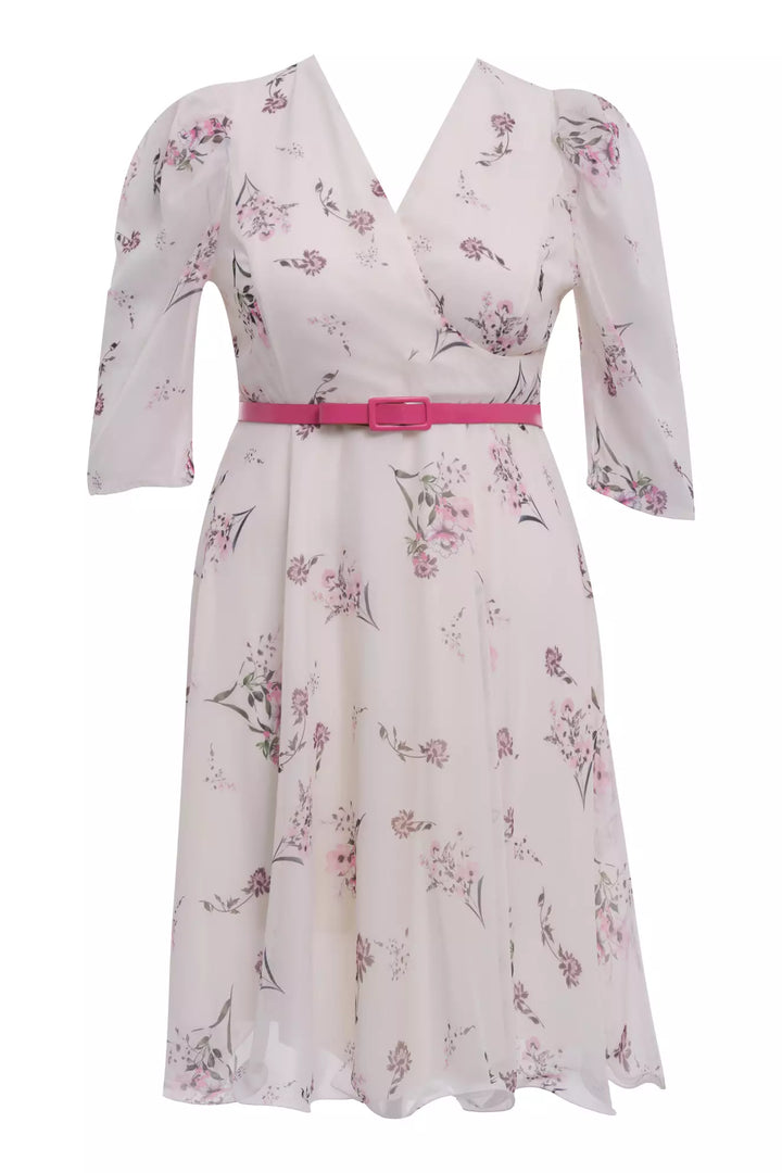 FRV Printed plus size chiffon long sleeve midi dress - Mâcon