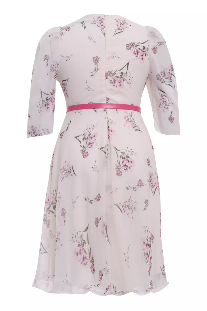 FRV Printed plus size chiffon long sleeve midi dress - Mâcon