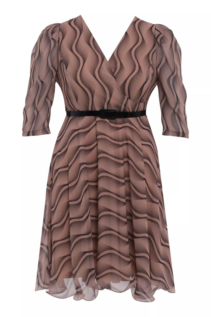 FRV Printed plus size chiffon long sleeve midi dress - Macuspana