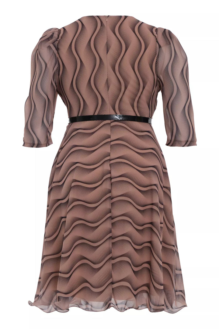 FRV Printed plus size chiffon long sleeve midi dress - Macuspana