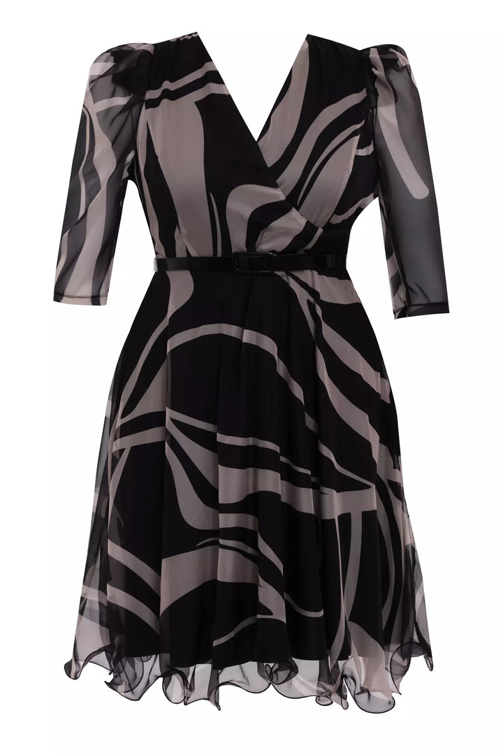 FRV Printed plus size chiffon long sleeve midi dress - Rijswijk