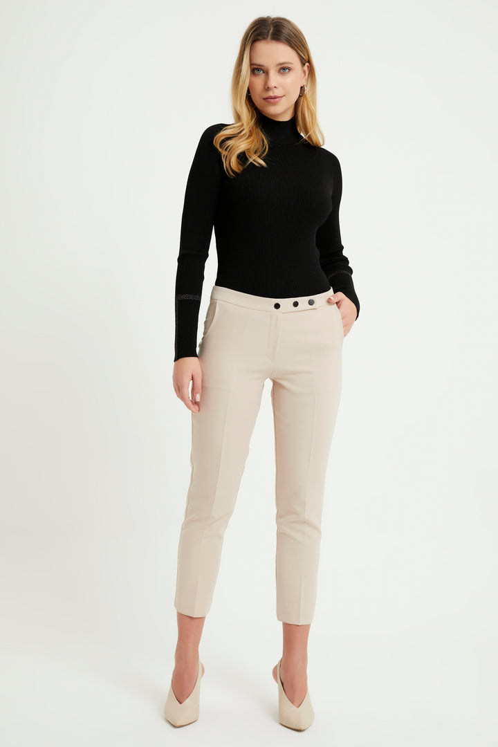 ZRF Women Cigarette 3 Button Pants - Beige - Turin