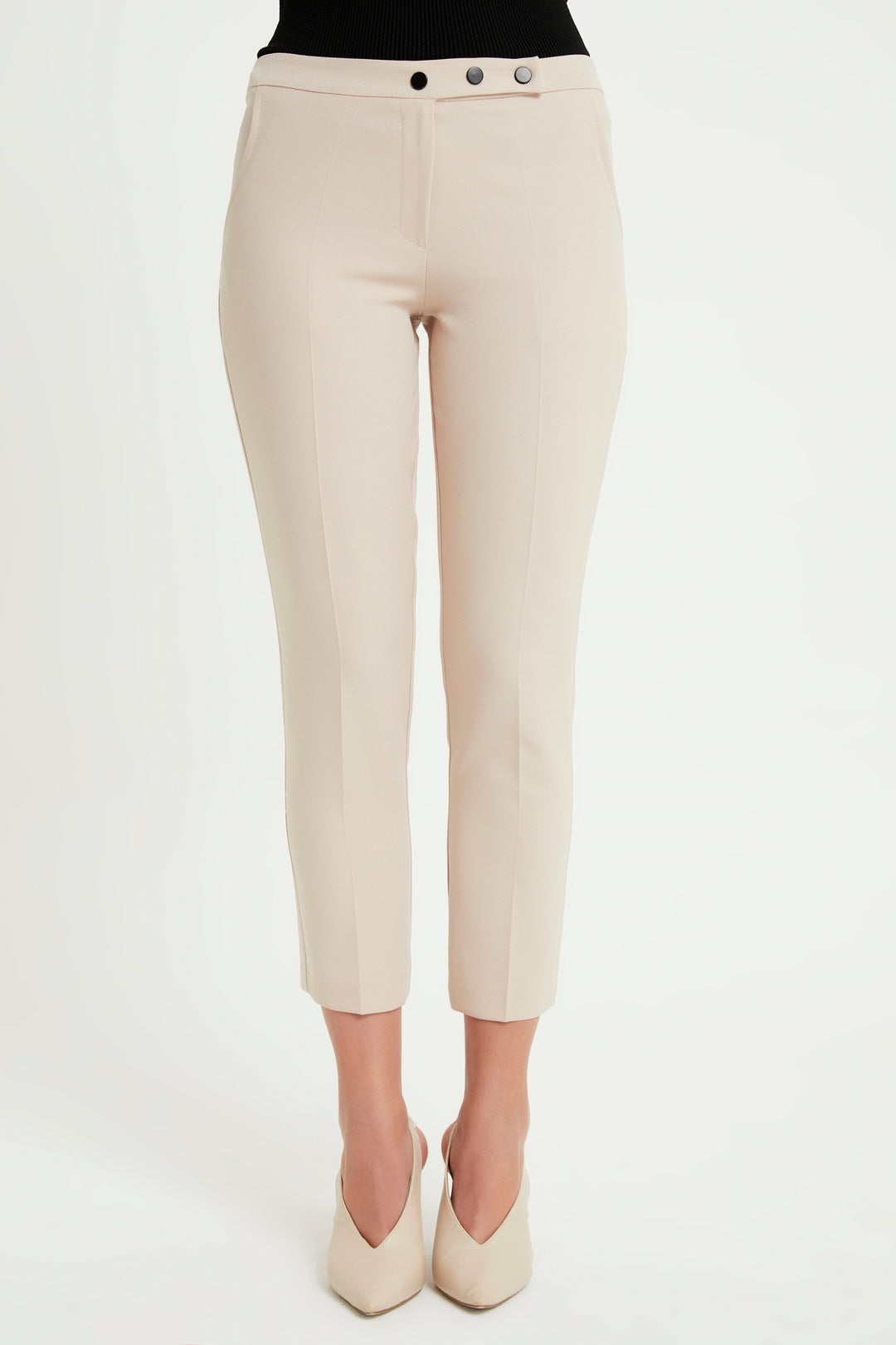 ZRF Women Cigarette 3 Button Pants - Beige - Turin