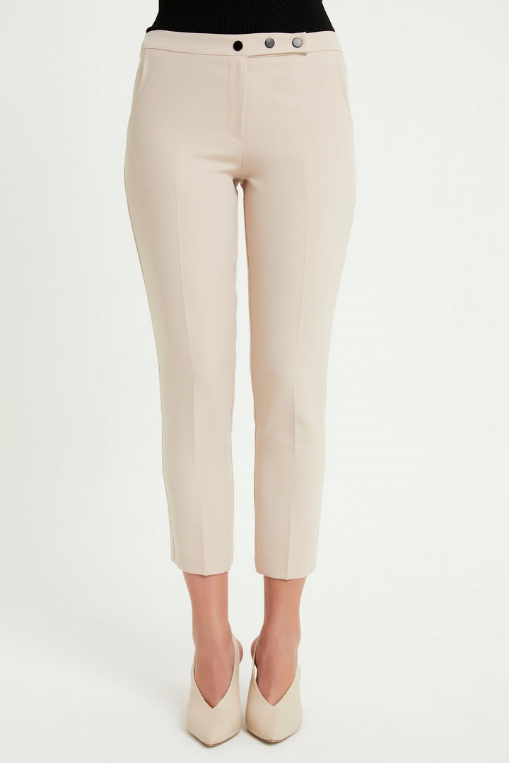 ZRF Women Cigarette 3 Button Pants - Beige - Turin