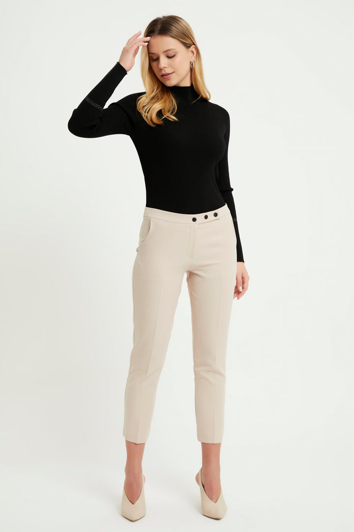 ZRF Women Cigarette 3 Button Pants - Beige - Turin