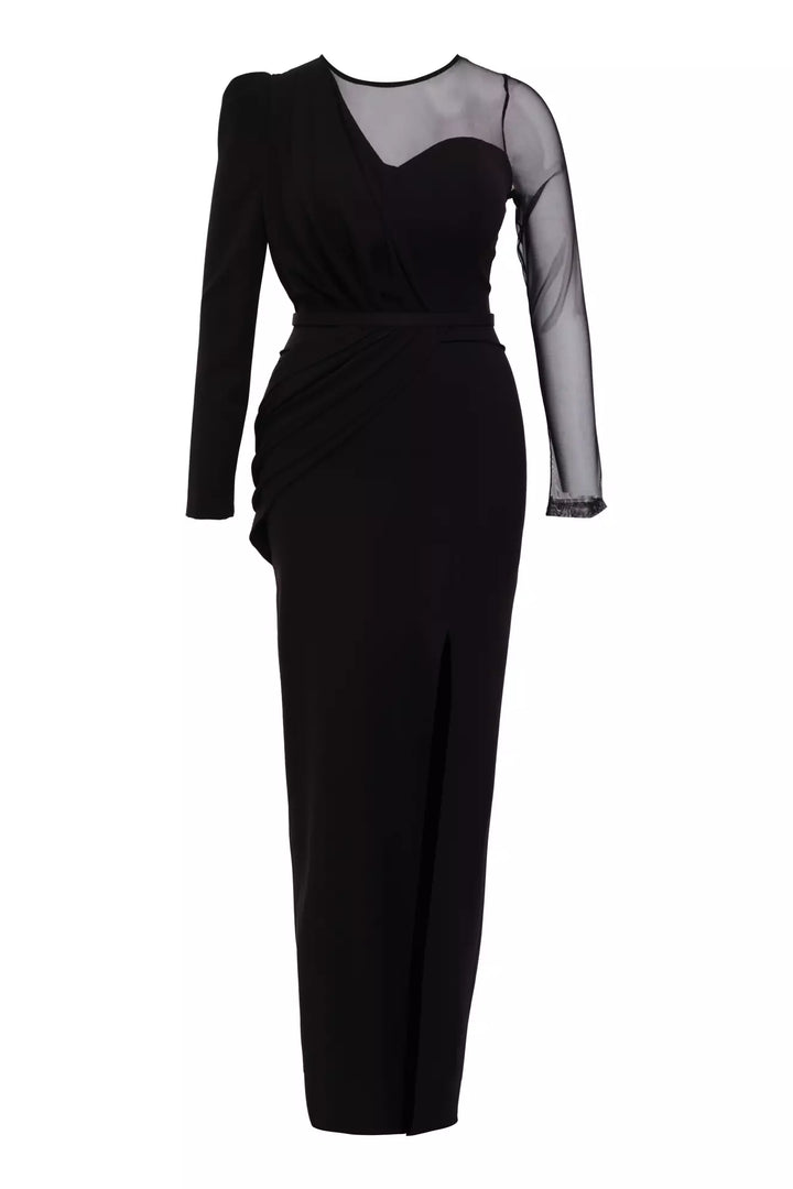 FRV Black plus size crepe long sleeve maxi dress - Santa Rosa