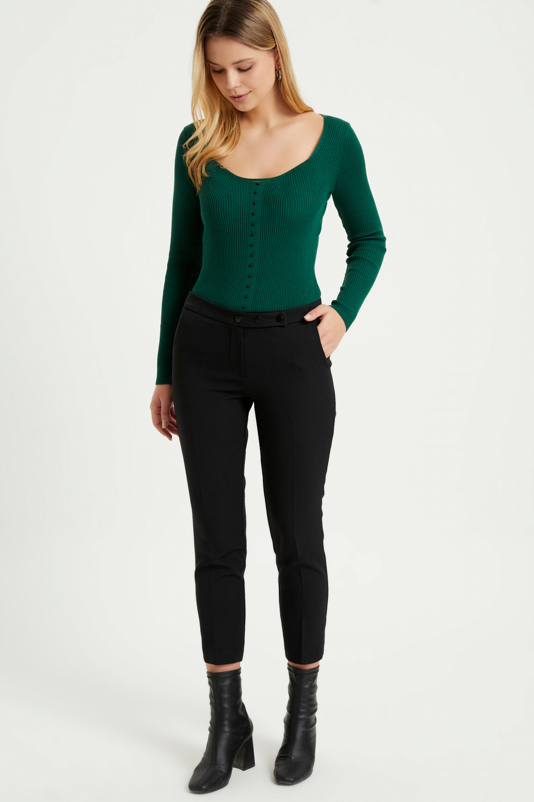 ZRF Women Cigarette 3 Button Pants - Black - Völklingen