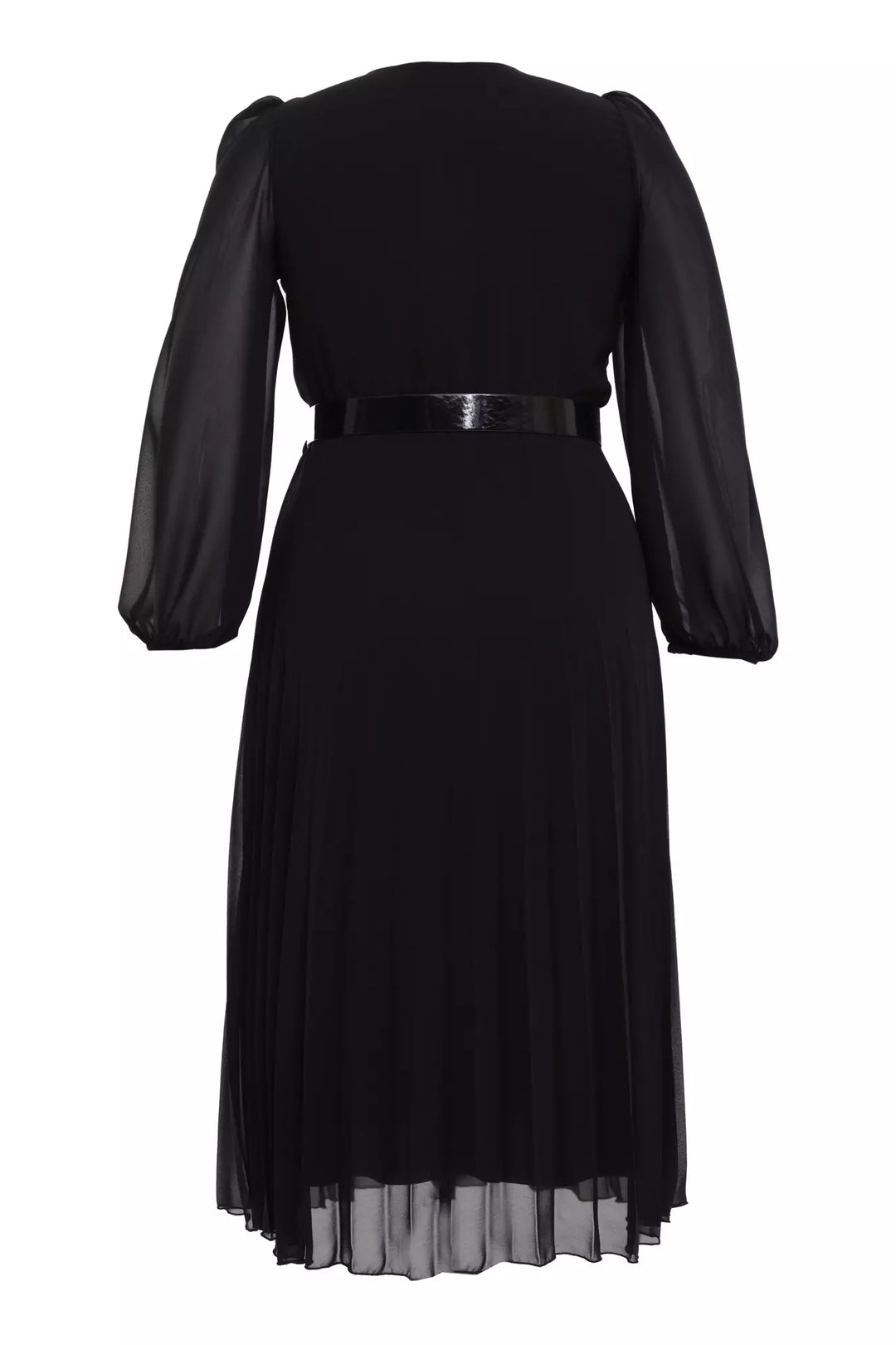 FRV Black plus size chiffon long sleeve midi dress - Lodi