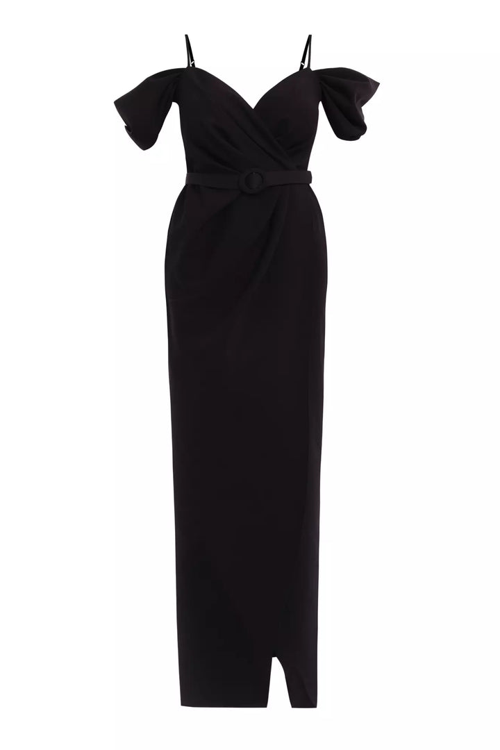 FRV Black crepe sleeveless maxi dress - Águeda