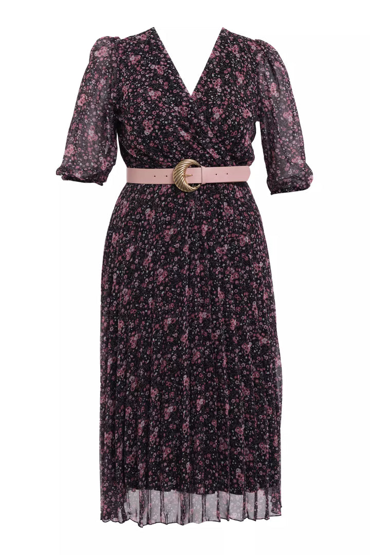 FRV Printed plus size chiffon 3/4 sleeve midi dress - Norristown