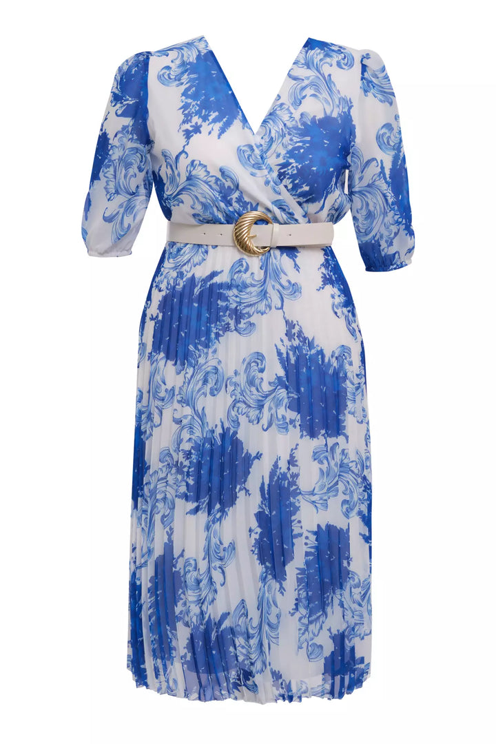 FRV Printed plus size chiffon 3/4 sleeve midi dress - Bayonne
