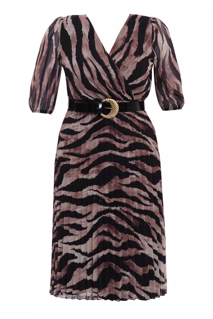 FRV Printed plus size chiffon 3/4 sleeve midi dress - Broken Arrow