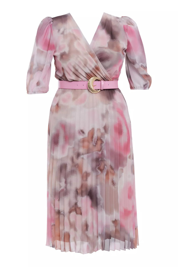 FRV Printed plus size chiffon 3/4 sleeve midi dress - Oro Valley