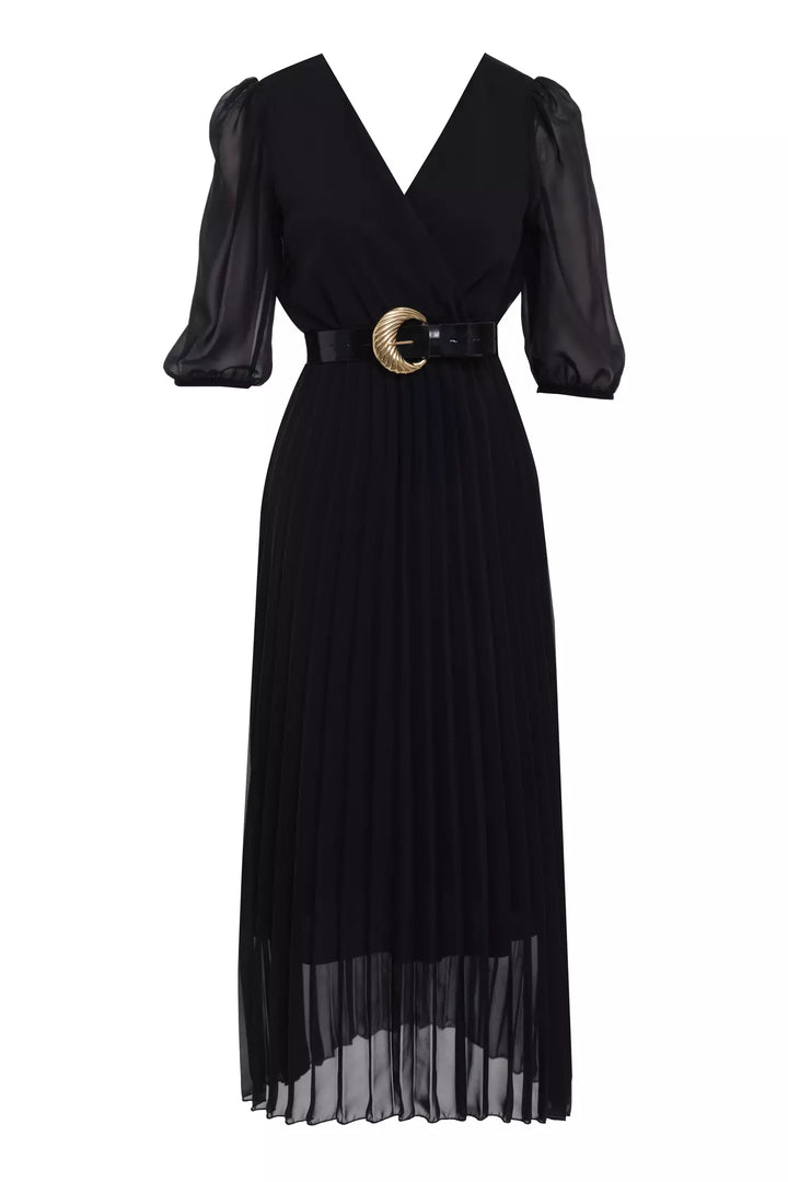 FRV Black chiffon 3/4 sleeve midi dress - Tinley Park