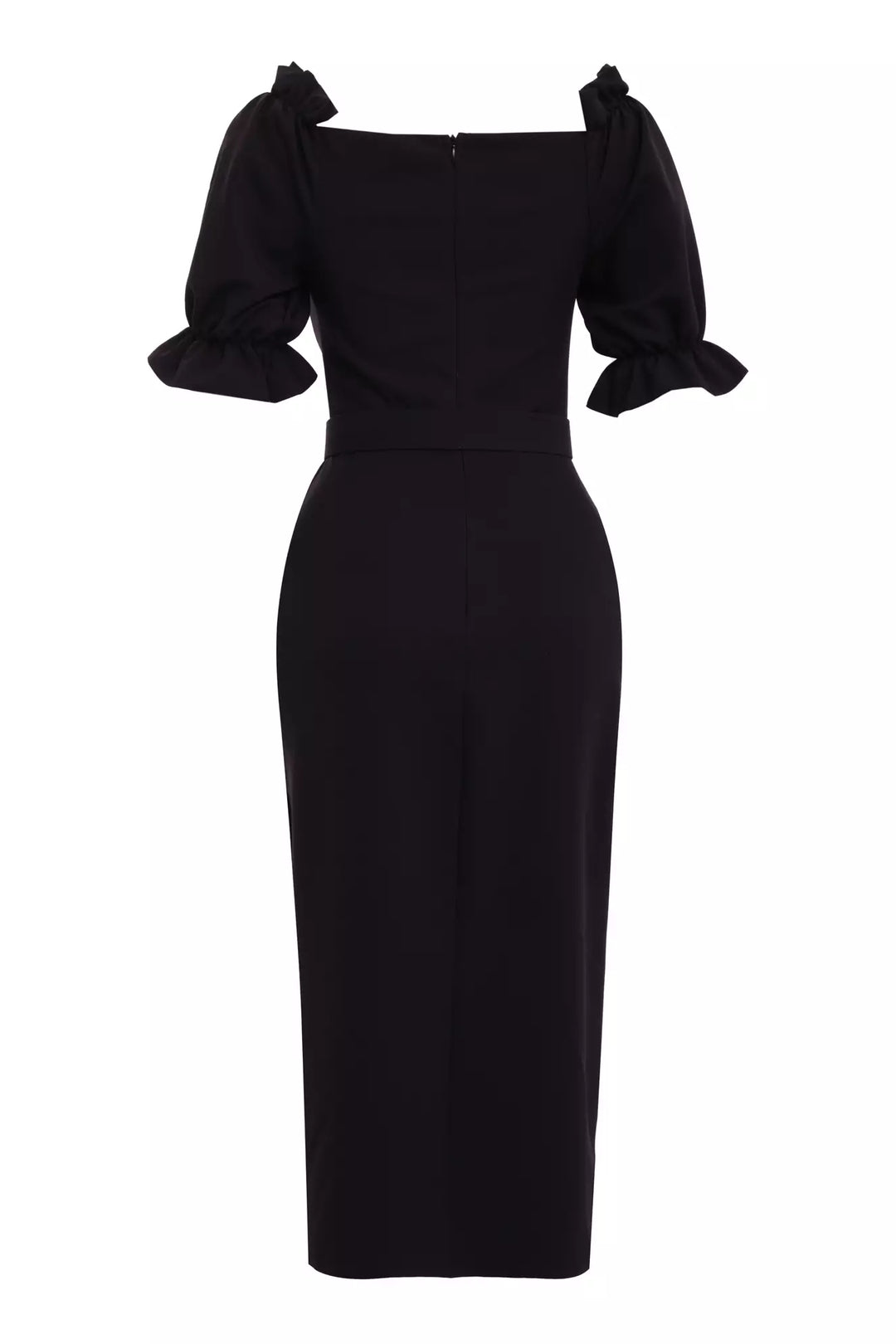 FRV Black crepe 3/4 sleeve midi dress - Ciudad de Allende