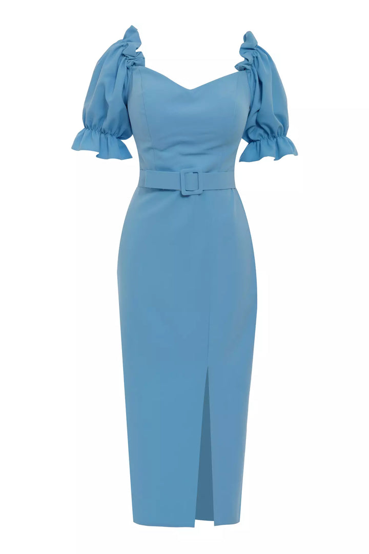 FRV Blue crepe 3/4 sleeve midi dress - Mayagüez