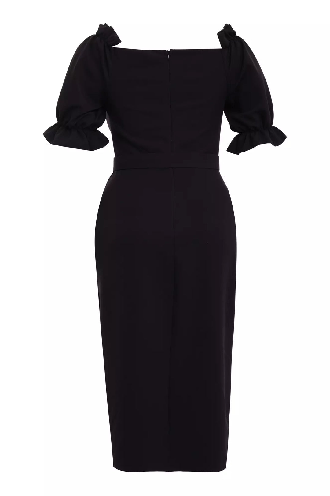 FRV Black plus size crepe 3/4 sleeve midi dress - Lancaster