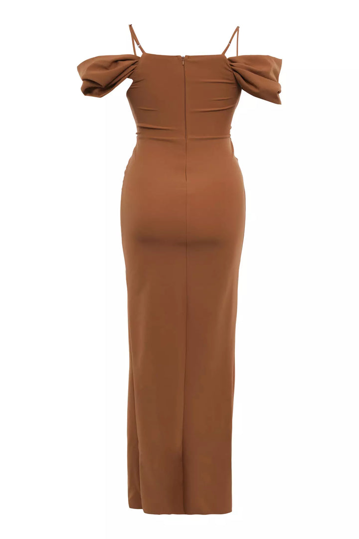 FRV Brown plus size crepe sleeveless maxi dress - Soteapan