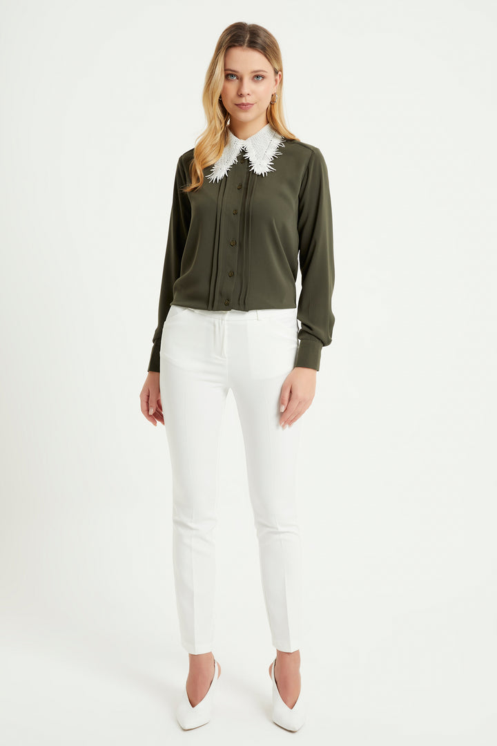 ZRF Women High Waist Pants - Ecru - West Seneca