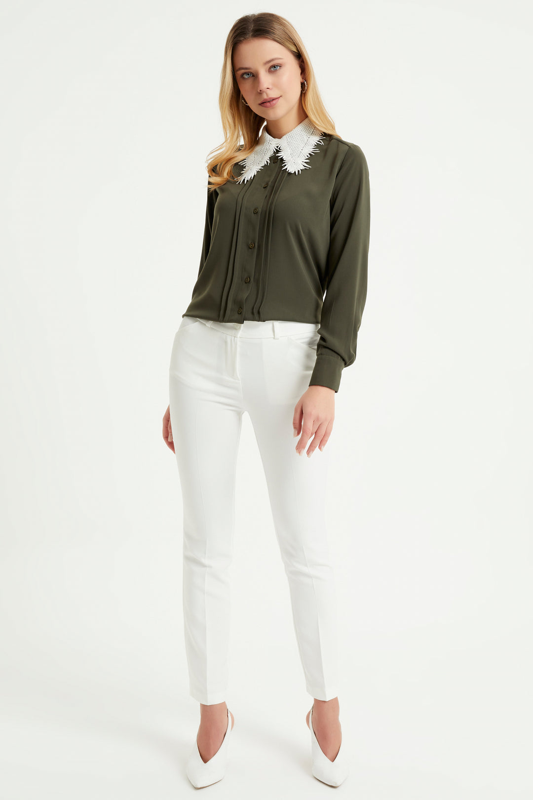 ZRF Women High Waist Pants - Ecru - West Seneca