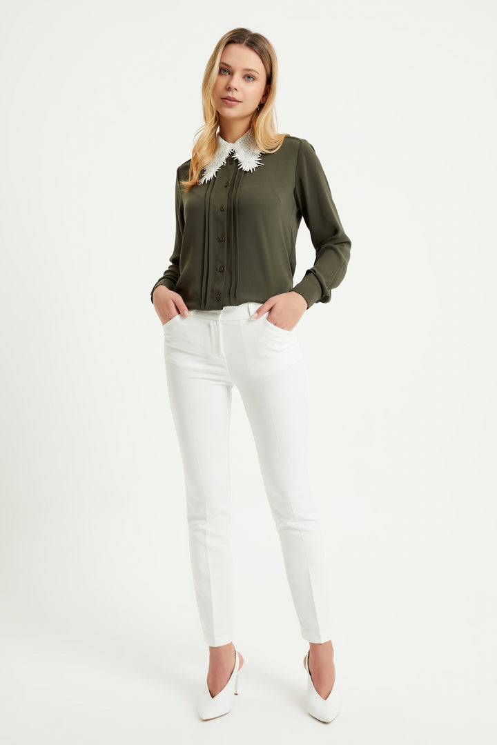 ZRF Women High Waist Pants - Ecru - West Seneca